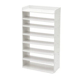 8 Tier Wooden Hallway Shoe Rack Open Shelves Shoe Cabinet Storage Units White - thumbnail 1
