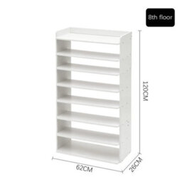 8 Tier Wooden Hallway Shoe Rack Open Shelves Shoe Cabinet Storage Units White - thumbnail 2
