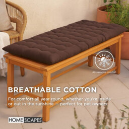 Homescapes Outdoor Bench Cushion Chocolate Brown, 2 Seater Garden Seat Pad Cushion 108Cm Wide For Kitchen, Dining & Indoor - thumbnail 5