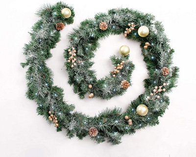 Best Artificial 9Ft Frosted Gold Decorated Christmas Garland - image 1