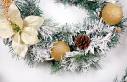 Best Artificial 9Ft Frosted Gold Decorated Christmas Garland - thumbnail 6