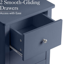 Christow 2 Drawer Bedside Table Slim Nightstand Navy Blue - thumbnail 5
