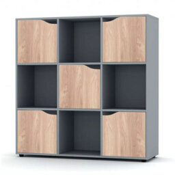 Urbn-Living Urbnliving 9 Cube Grey Wooden Bookcase Shelving Display Shelves Storage Unit Wood Shelf Oak Door - thumbnail 1