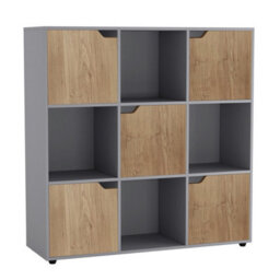 Urbn-Living Urbnliving 9 Cube Grey Wooden Bookcase Shelving Display Shelves Storage Unit Wood Shelf Oak Door - thumbnail 4