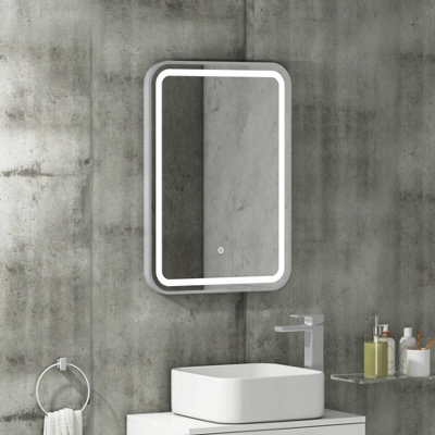Royal Bathrooms Luna 500 X 700mm Chrome Led Framed Bathroom Led Mirror With Demister Pad & Touch Sensor - image 1