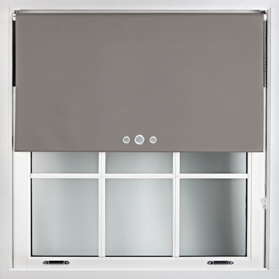 Furnished Blackout Roller Blinds With Triple Round Eyelets & Metal Fittings - Dark Grey (W)85Cm (L)165Cm - image 1