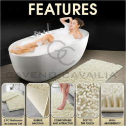 Gc Gaveno Cavailia Infinity Loop Extra Large 2 Piece Bath Mat Set Cream Super Absorbent Non Slip Shower Mat - thumbnail 3
