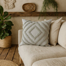 Wyld Haus Set Of 2 Dolceacqua Soft Grey Cotton Cushion Covers 450 X 450 mm, Bohemian Tassel Design