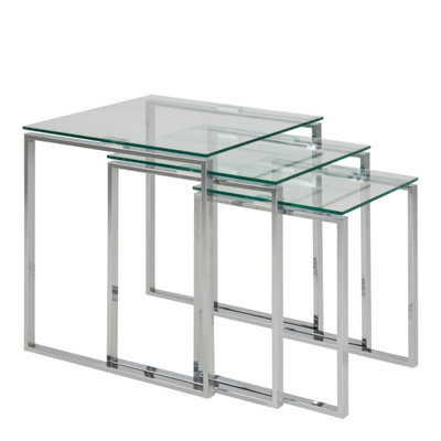 Furniture To Go Katrine Nest Of Tables With Glass Top Set Of 3 - image 1