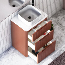 Royal Bathrooms Avenza 600mm Terracotta Clay Floor Standing Countertop Bathroom Vanity Unit 3 Drawer With Elena Basin - thumbnail 5