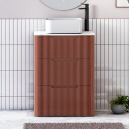 Royal Bathrooms Avenza 600mm Terracotta Clay Floor Standing Countertop Bathroom Vanity Unit 3 Drawer With Elena Basin - thumbnail 1