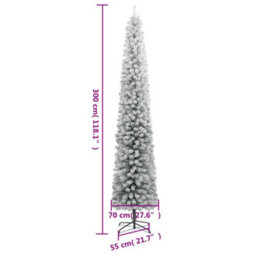 Berkfield Slim Christmas Tree With Stand And Flocked Snow 300 Cm Pvc - thumbnail 7