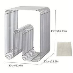 Industrial Silver Metal Side Table With Storage - Geometric, No Assembly H43 X W32Cm - thumbnail 2