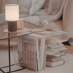 Industrial Silver Metal Side Table With Storage - Geometric, No Assembly H43 X W32Cm - thumbnail 4