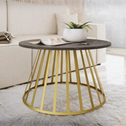 Mokod Modern Coffee Table With Gold Metal Legs Black Pietra Grigia - thumbnail 2