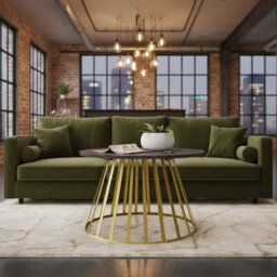 Mokod Modern Coffee Table With Gold Metal Legs Black Pietra Grigia - thumbnail 1