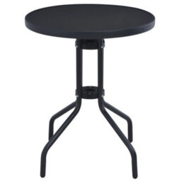 Berkfield Garden Table Black 60 Cm Steel And Glass - thumbnail 2