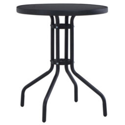 Berkfield Garden Table Black 60 Cm Steel And Glass