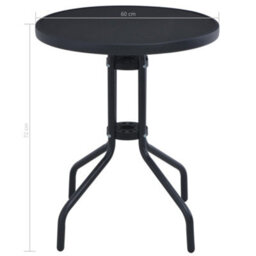 Berkfield Garden Table Black 60 Cm Steel And Glass - thumbnail 4