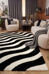 The Rugs Joli Black And White Wavy Rug Soft Dense Pile Easy To Clean And Pet Friendly For Living Rooms And Bedrooms - thumbnail 4