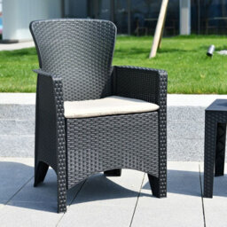 Urbn-Garden Urbngarden 87Cm Height Black Coffee Table & Chairs Bistro Set Rattan Garden Furniture Outdoor Patio Set Of 3 - thumbnail 5
