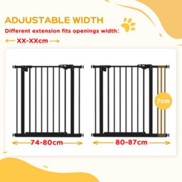Pawhut Adjustable Safety Gate W/ 1 Extensions And Four Adjustable Screws, Black - thumbnail 6