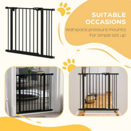 Pawhut Adjustable Safety Gate W/ 1 Extensions And Four Adjustable Screws, Black - thumbnail 7