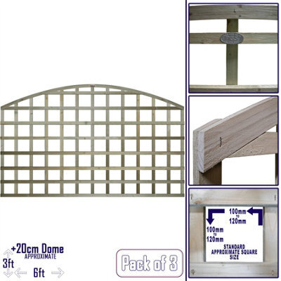 Premier Garden Supplies Arch Top Wooden Trellis Panel 6Ft X 3Ft (3 Pack) Standard Square Lattice Fencing Topper Extension For Climbing Plant Support - image 1