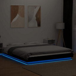 Berkfield Bed Frame With Led Lights Without Mattress Black 160X200Cm - thumbnail 4