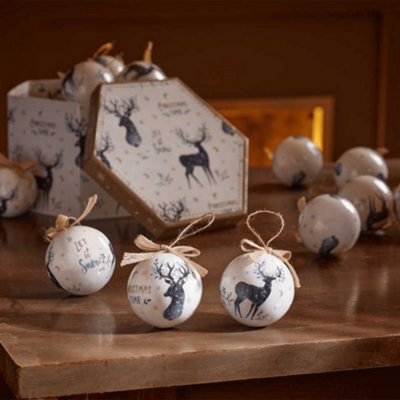 Samuel Alexander Set Of 14 Traditional Vintage Christmas Stags Tree Baubles - image 1