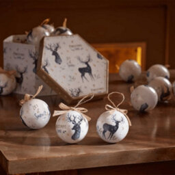 Samuel Alexander Set Of 14 Traditional Vintage Christmas Stags Tree Baubles - thumbnail 1