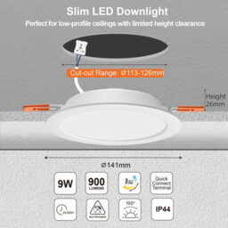 Paul Russells Led Round Panel Ceiling Lights, 9W, 900 Lumens, Ip44, Cct Switchable (3000K/4000K/6500K) - thumbnail 2