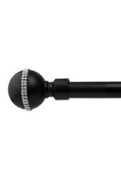 Unknown 16-19mm Bejeweled Extendable Eyelet Metal Curtain Pole Set Black 120-210Cm - thumbnail 1