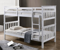 Interior Emporium Lily Wooden Bunk Bed With Single Mattress - Solid Pine Space-Saving Frame - Kids Bedroom Furniture - White - thumbnail 3