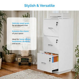 3 Drawer File Cabinet With Lock And Adjustable Hanging Bars For A4 Letter - thumbnail 4
