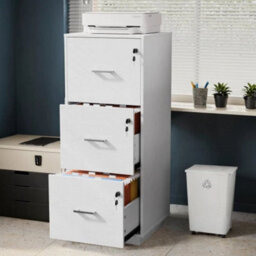 3 Drawer File Cabinet With Lock And Adjustable Hanging Bars For A4 Letter - thumbnail 3