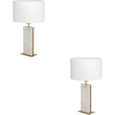 Loops 2 Pack Elegant Modern Brushed Brass And White Table Lamp For Stylish Indoor Decor - image 1