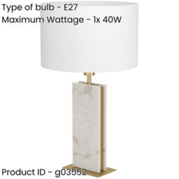 Loops 2 Pack Elegant Modern Brushed Brass And White Table Lamp For Stylish Indoor Decor - thumbnail 2