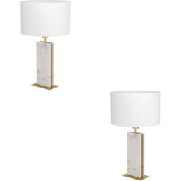 Loops 2 Pack Elegant Modern Brushed Brass And White Table Lamp For Stylish Indoor Decor - thumbnail 1