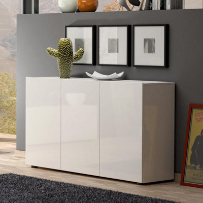 FurniComp LTD Furnicomp Vida 3 Door 135Cm White Gloss Sideboard - image 1