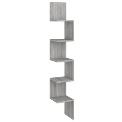 Vidaxl Wall Corner Shelf Grey Sonoma 20X20X127.5 Cm Engineered Wood - image 1