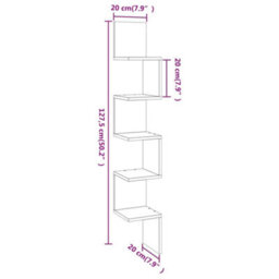 Vidaxl Wall Corner Shelf Grey Sonoma 20X20X127.5 Cm Engineered Wood - thumbnail 3