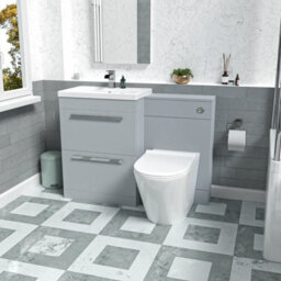 Nes Home 600mm Matte Grey Vanity Unit With 2 Drawers And Back To Wall Toilet - thumbnail 1