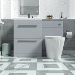Nes Home 600mm Matte Grey Vanity Unit With 2 Drawers And Back To Wall Toilet - thumbnail 2