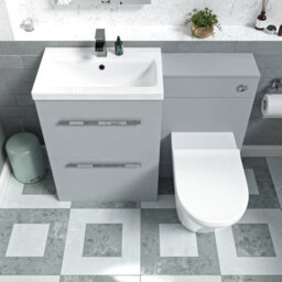 Nes Home 600mm Matte Grey Vanity Unit With 2 Drawers And Back To Wall Toilet - thumbnail 3