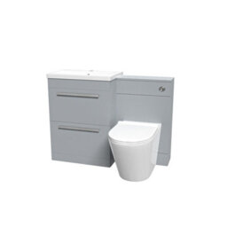 Nes Home 600mm Matte Grey Vanity Unit With 2 Drawers And Back To Wall Toilet - thumbnail 4