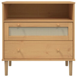 Berkfield Sideboard Senja Rattan Look Brown 80X40X80 Cm Solid Wood Pine - thumbnail 5
