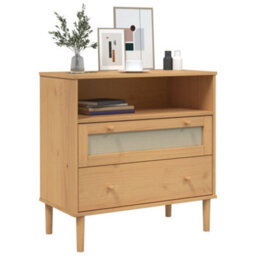 Berkfield Sideboard Senja Rattan Look Brown 80X40X80 Cm Solid Wood Pine - thumbnail 3