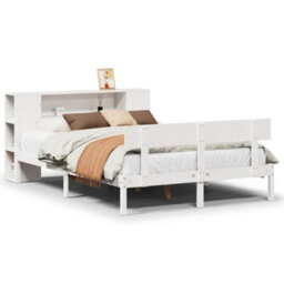 Berkfield Bookcase Bed Without Mattress White 160X200 Cm Solid Wood Pine - thumbnail 2