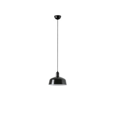 Luminosa Lighting Luminosa Tatawin Medium Dome Pendant Ceiling Light Black, Gloss Black 1X E27